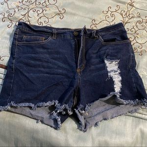 Distressed Denim Shorts